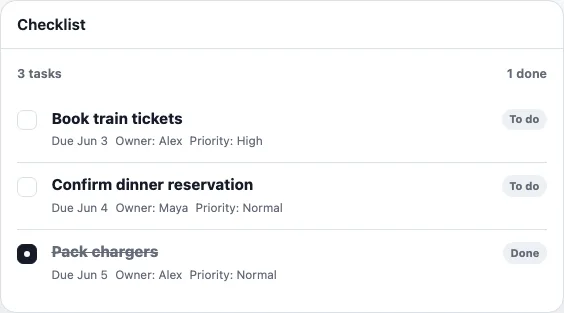 Checklist real TogetherPage widget demo