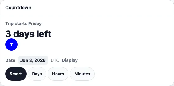 Countdown real TogetherPage widget demo